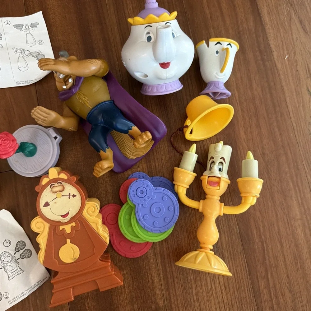 Disney Beauty And The Beast Happy Meal Toys Cogsworth Beast Lumiere Belle Gaston